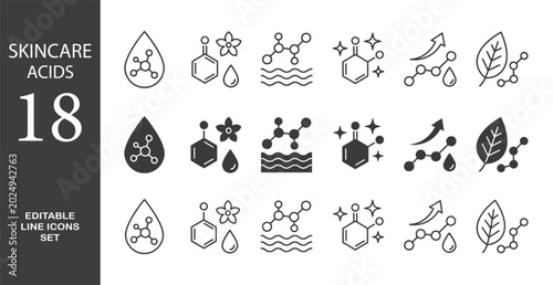 Foto Acid skincare icon set