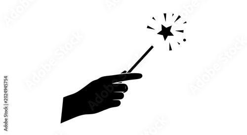 Valokuva Hand Holding Magic Wand with Star Sparkle
