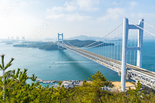 日本の風景　岡山県倉敷市　鷲羽山から眺める瀬戸大橋