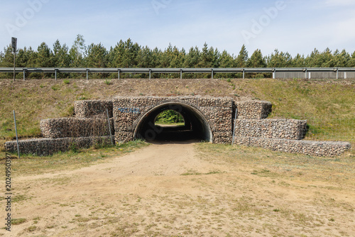 Wildlife underpass crossing under the S8 expressway near Wyszkow, Poland