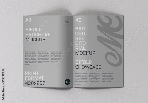 Realistic Bifold Brochure Presentation Mockup