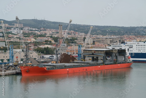 Foto Cargo ship at Port of Civitavecchia near Rome Italy