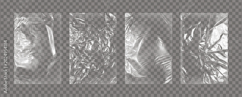 Foto Realistic big set of transparent plastic polyethylene bags overlay
