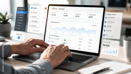 Digital marketing dashboard, analytics, business report, data analysis, and campaign performance