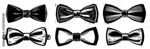 Cuadro en lienzo Set of Vintage Hand Drawn Bow Ties, Retro Gentleman Fashion Accessory Sketches i