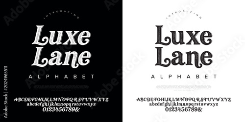 Foto Luxe lane vintage serif font alphabet with halftone stipple texture effect vecto