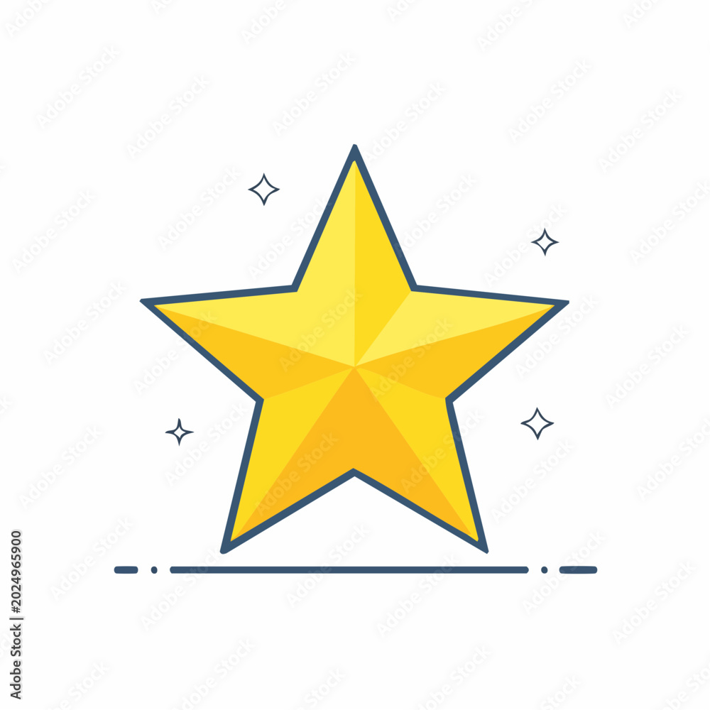 Obraz premium Golden Star Icon with Sparkles
