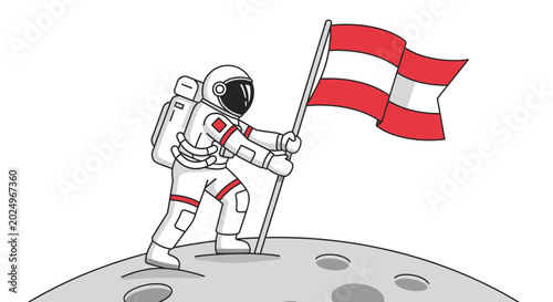 Obraz na płótnie Astronaut planting Austrian flag on the moon, space exploration concept