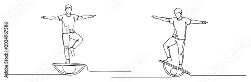 Fotografía Balance Training and Coordination Exercises One Line Drawing, Continuous Line Ar
