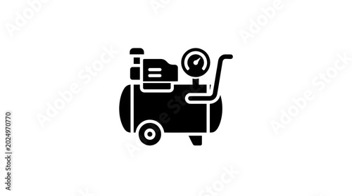 Air compressor glyph icon isolated on transparent background. Generative AI Icon