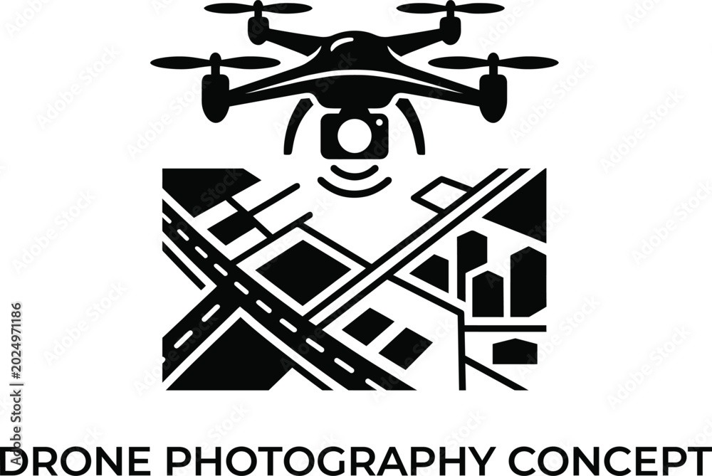 Obraz premium Drone photography concept with city map Vector Photography day