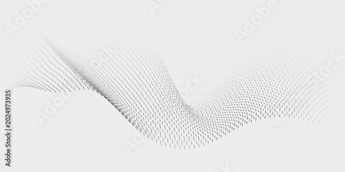 Flowing Wave Dot Halftone Pattern: Curve Gradient Shape on Transparent Background. Suitable for AI, Tech, Network, Digital, Science, and Technology Themes
