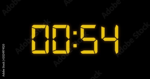59 Second Countdown Timer Yellow Digital