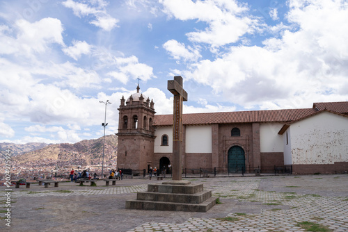 Cusco Plaza with Stone Cross and Church