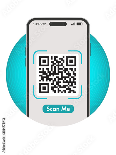 Qr Code SCAN ME template with a smartphone for application screenshot presentation.