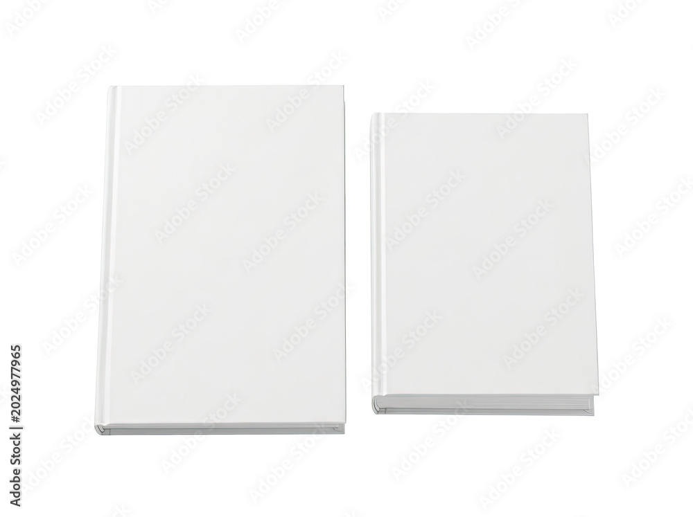Fototapeta premium Blank hardcover books isolated on transparent background, ready for design use on t-shirts, clipart, print-on-demand products, stickers, and sublimation projects.