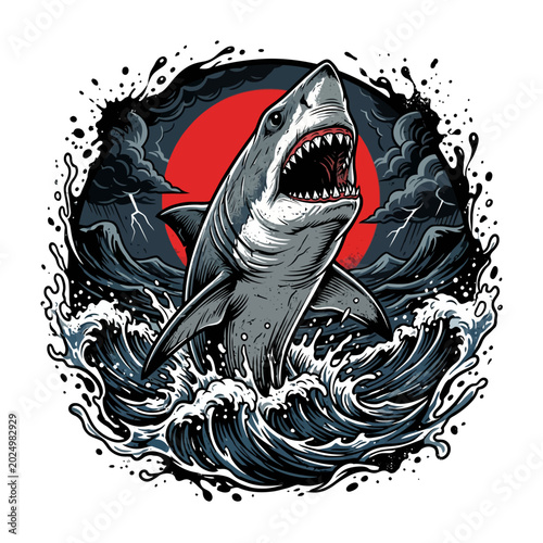 Konstfotografi Gray shark with open mouth.