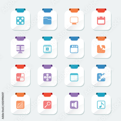 Quadro su tela Bright Phone Performance, Internet and Office Icons - Vector Icon Set