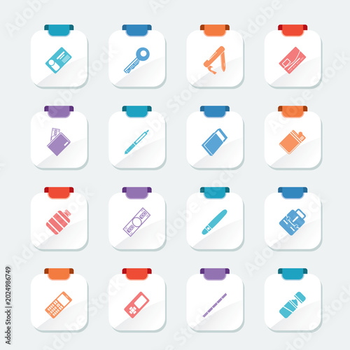 Cuadro en lienzo Bright Simple Vector Object Icons - Vector Icon Set