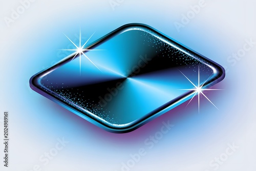 Neon metallic effect. Blue texture shine foil. Light blue color background.