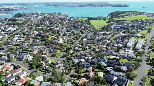 Auckland Coastal Suburbs and Harbour, Aerial View Over Orakei, New Zealand
