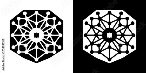 Tablou pe pânză Abstract geometric symmetrical pattern with connecting dots and lines, resemblin