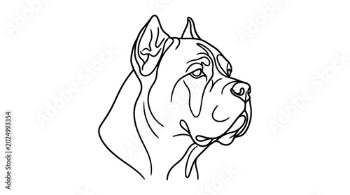 Εκτύπωση καμβά Cane Corso Dog Head Outline Drawing, Minimalist Line Art Portrait
