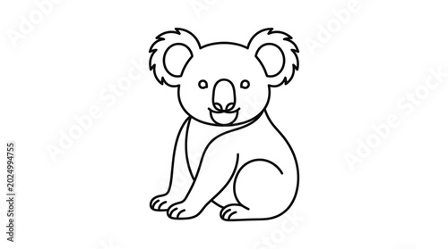 Photography Cute Koala Illustration: Simple Line Drawing of Australian Animal