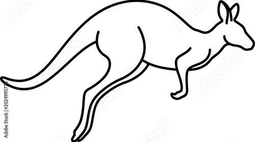 Foto Minimalist Kangaroo Outline - Jumping Marsupial Line Art