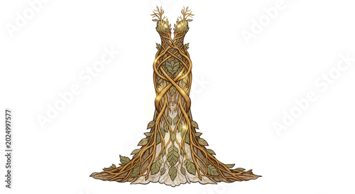 Bild auf Leinwand Fantasy nature dress made of leaves and branches