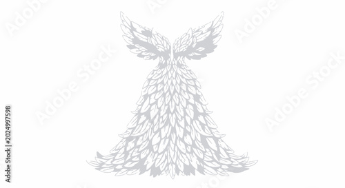 Tableau sur toile A white angelic figure with wings and a patterned skirt.