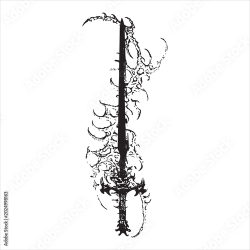 Tribal Sword Silhouette Vector Illustration