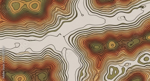 Abstract Topographic Map Contour Lines Pattern.