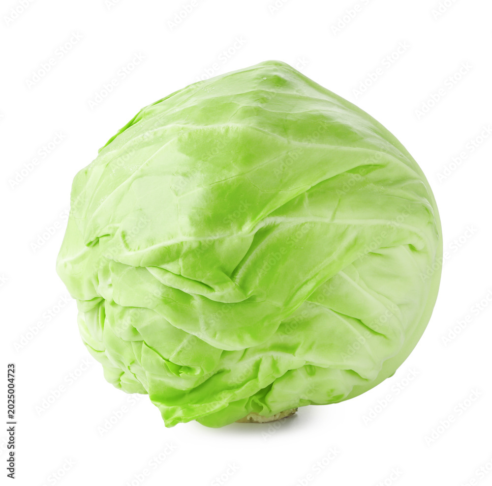 Fototapeta premium One whole fresh cabbage isolated on white