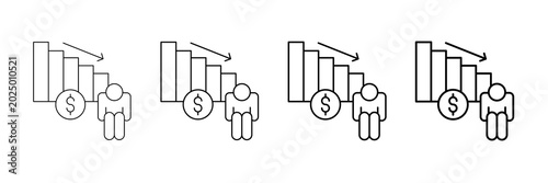 Bild auf Leinwand Poverty Rate Icons Vector Set In Different Stroke Line Style