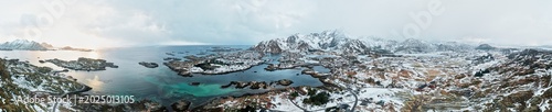 Panoramic Drone View of Northern Norway's Fjords and Mountains