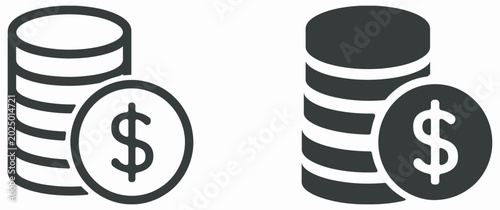 Stack of gold coins and dollar symbol icon vector illustration for financial business design