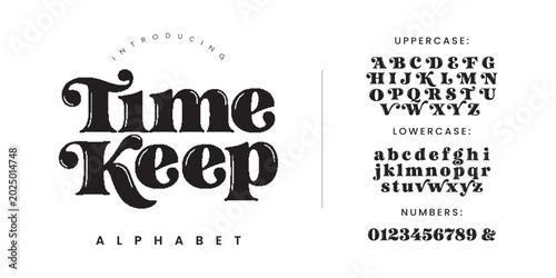 Foto Time Keep vintage retro display font alphabet with lowercase uppercase character