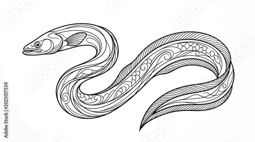 Bild auf Leinwand Ornate Eel Illustration