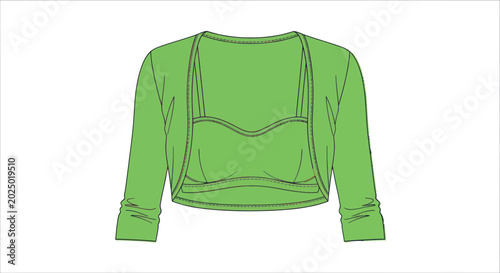 Foto Fashionable Lime Green Bolero Jacket with Built-in Camisole Top