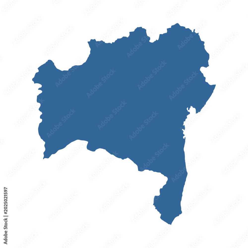 Fototapeta premium Vector illustration of the map of the state of Bahia.