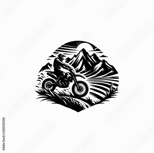  Adventure Motorcycle Logo Offroad Rider Vector