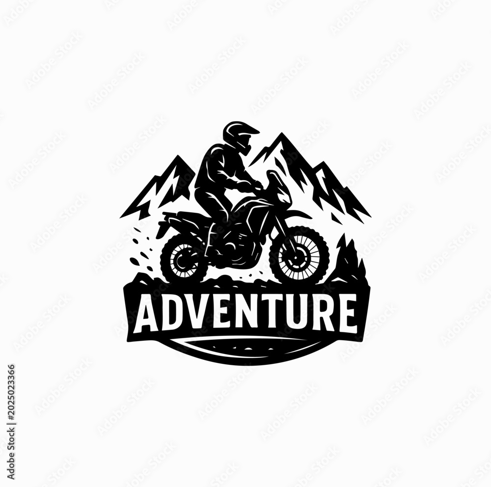 Obraz premium Adventure Motorcycle Logo Offroad Rider Vector