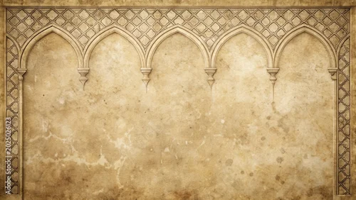 Obraz Aged Parchment with Ornate Architectural Archway Design, Ideal for Antique or Vintage Themed Projects