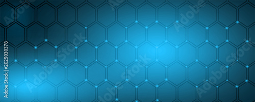 Bild auf Leinwand Spanduk latar belakang hexagon biru abstrak teknologi data bisnis futuristik kon