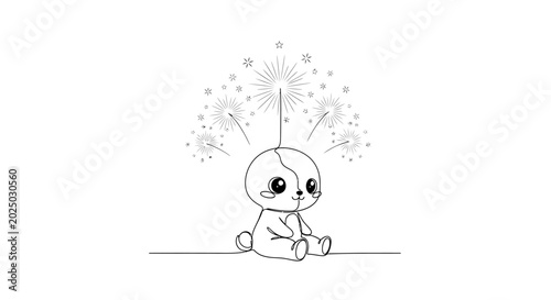 Quadro su tela Sad little cartoon character sitting alone.