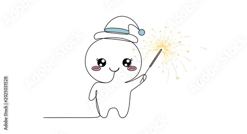 Fotografija Smiling cartoon character with sparkler.