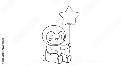 Bild auf Leinwand Cute astronaut holding a star.