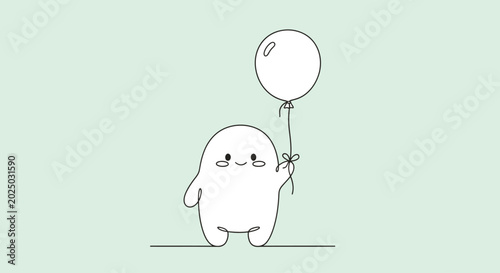 Fotografija Cute cartoon character holding balloon.