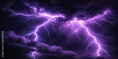 Seamless fractal design of blue and purple lightning in the night sky creating an electric texture pattern with liquid plasma motion during a powerful storm